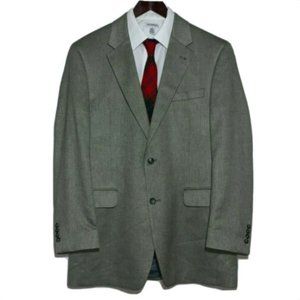 Jos A Bank Mens Silk Camel Hair Sport Coat 42L Herringbone Gray 1 Vent 2 Button